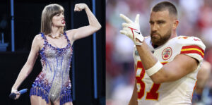 Combo de dos fotografías de archivo de la cantante estadounidense Taylor Swift y el jugador de fútbol americano Travis Kelce. EFE/ ARCHIVO
