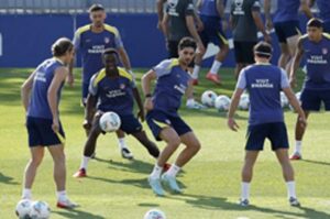 Cardoso, durante el entrenamiento de este sábado. EFE/J.P. Gandul.