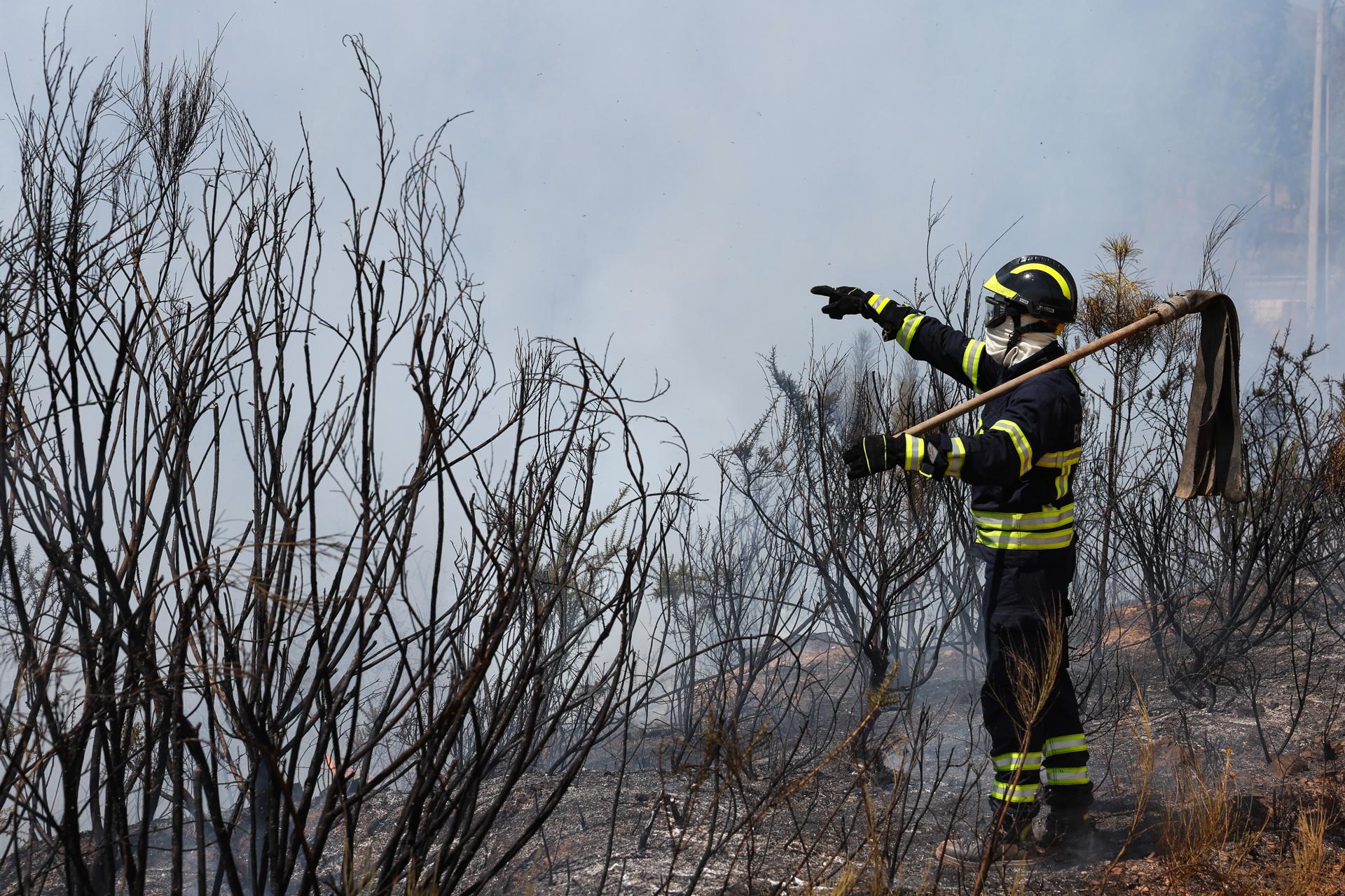 Bomberos y población local luchan contra el fuego en Pampilhosa da Serra, Portugal. EFE/EPA/PAULO NOVAIS
