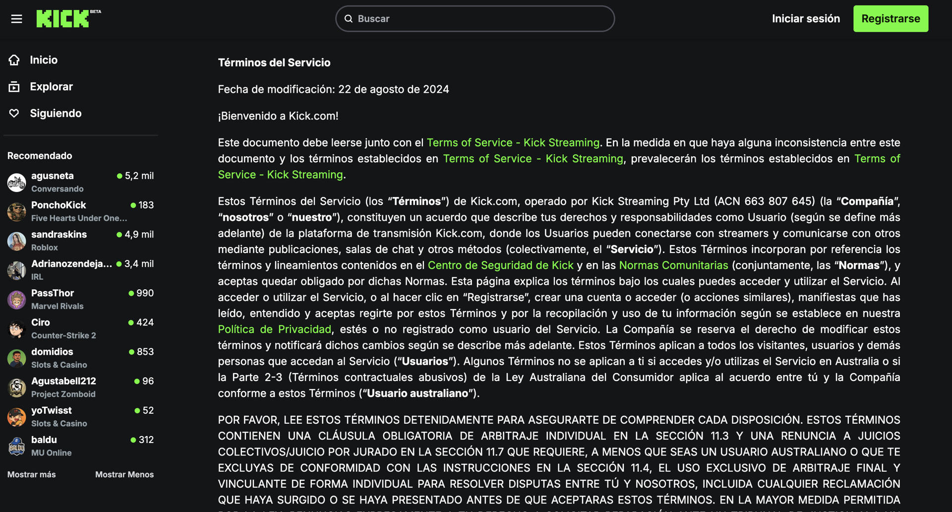 Captura de pantalla de la web de Kick. EFE / SOLO USO EDITORIAL/SOLO DISPONIBLE PARA ILUSTRAR LA NOTICIA QUE ACOMPAÑA (CRÉDITO OBLIGATORIO)