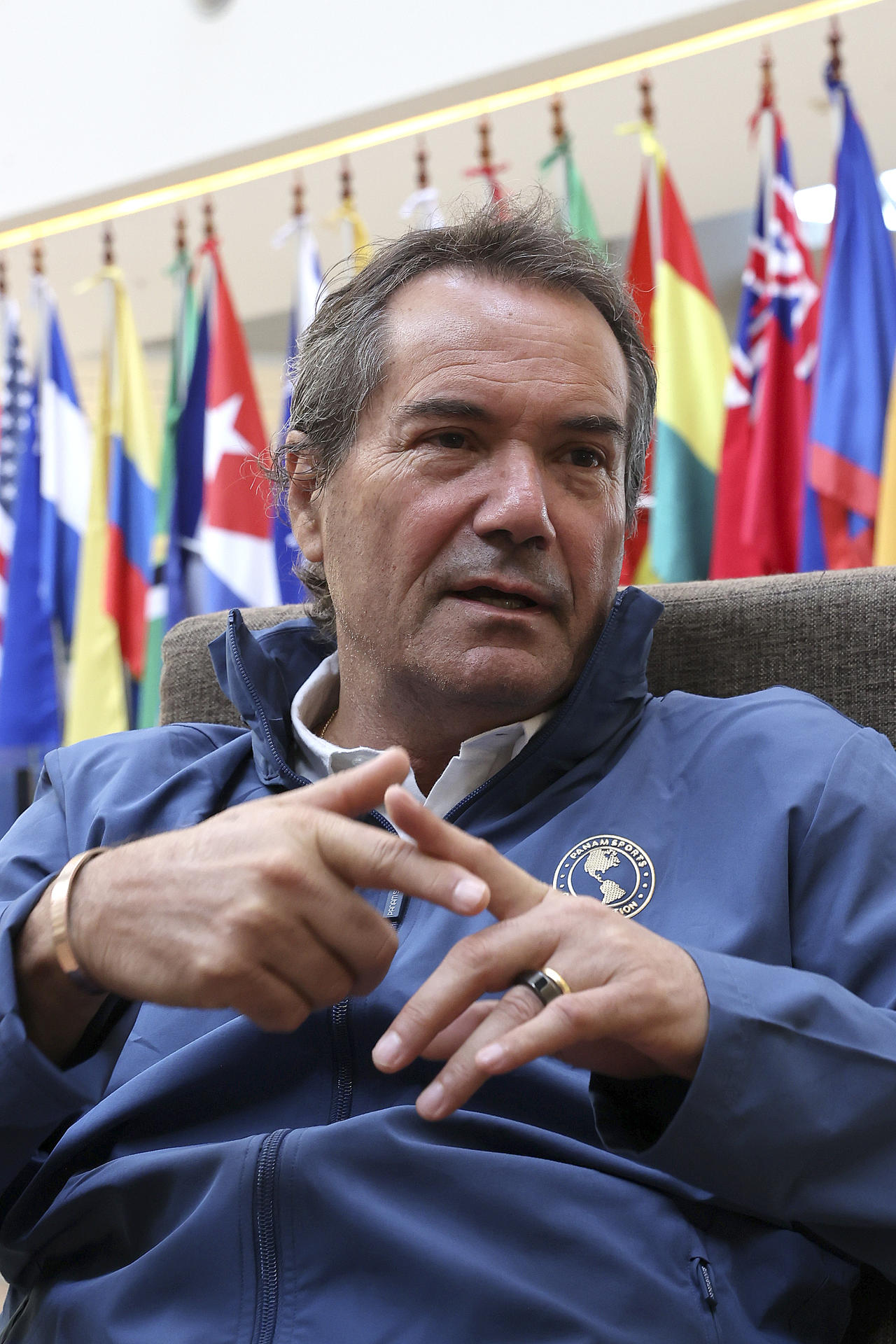 El presidente de Panam Sports, Neven Ilic, habla en entrevista con EFE en Luque (Paraguay). EFE/Rodrigo Sepulveda