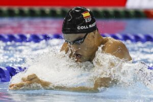 El español Carles Coll compite en la final de 200 m braza masculino del Campeonato Mundial de Natación de Singapur 2025, el 01 de agosto de 2025, en una foto de archivo. EFE/ Rungroj Yongrit
