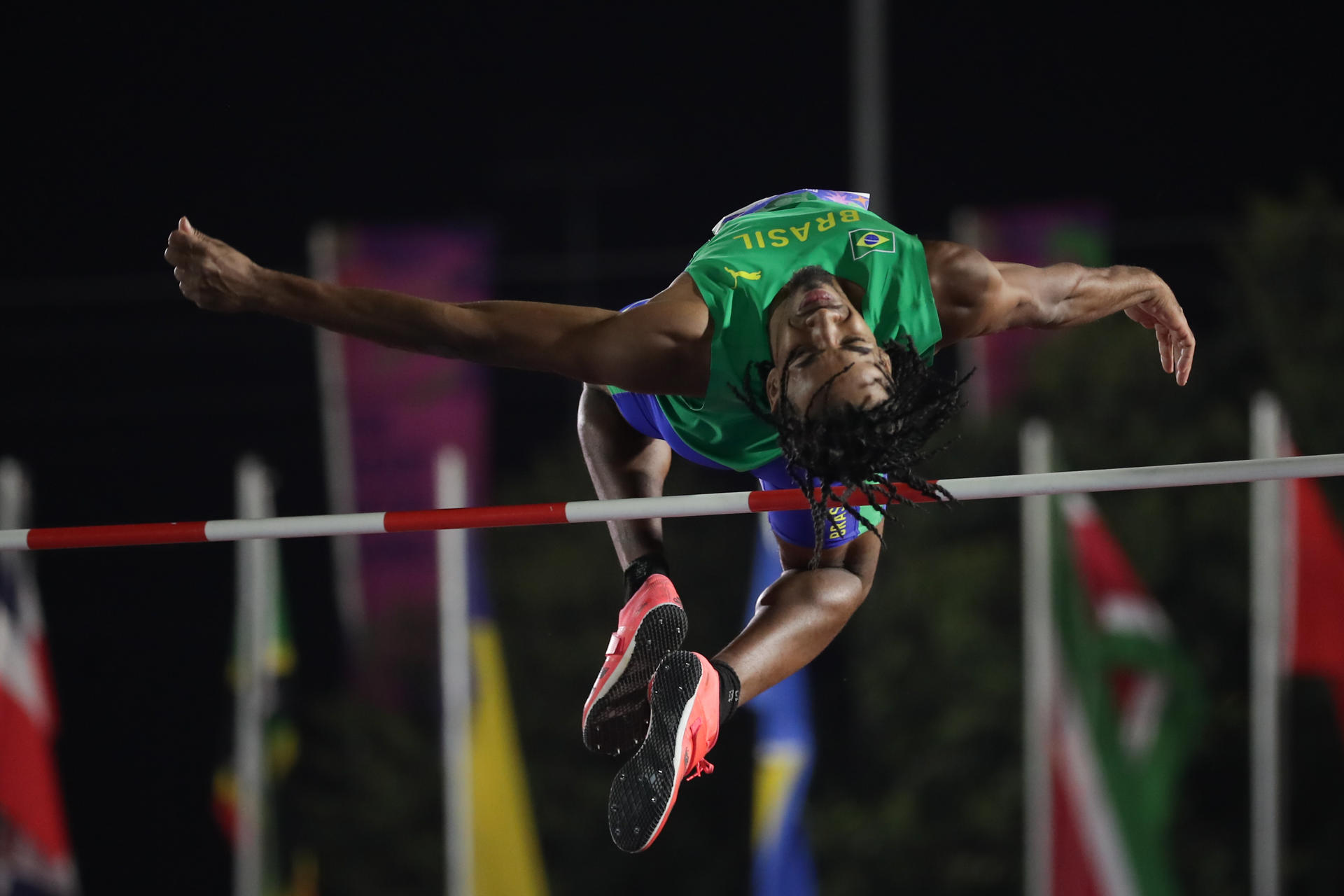 Luiz Santos de Brasil compite en la categoría atletismo decatlón en los II Juegos Panamericanos Junior ASU2025. EFE/Juan Pablo Pino