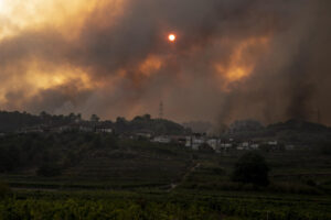 Vista del incendio forestal este sábado, en Beade (Ourense). EFE/ Brais Lorenzo