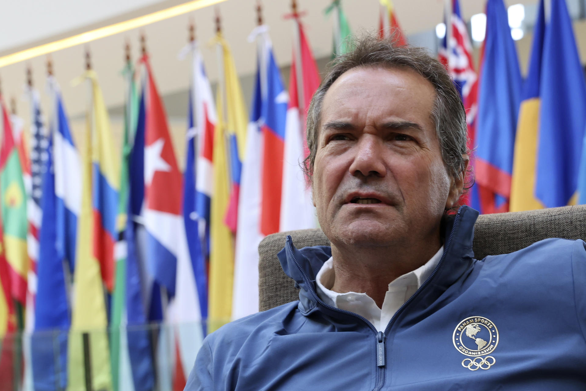 El presidente de Panam Sports, Neven Ilic, habla en entrevista con EFE en Luque (Paraguay). EFE/Rodrigo Sepulveda