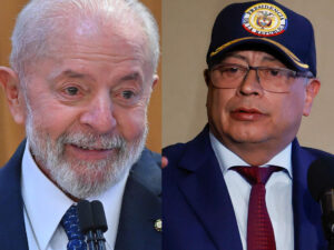 Combo de fotografías de los presidentes de Brasil, Luis Inácio Lula da Silva (d) y el de Colombia Gustavo Petro. EFE/ André Borges/Mauricio Dueñas Castañeda