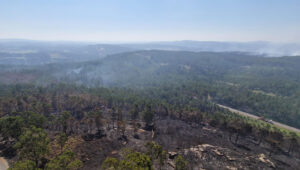 Vista de parte del área quemada en Ponteceso, Galicia. EFE/ Guardia Civil SOLO USO EDITORIAL/SOLO DISPONIBLE PARA ILUSTRAR LA NOTICIA QUE ACOMPAÑA (CRÉDITO OBLIGATORIO)