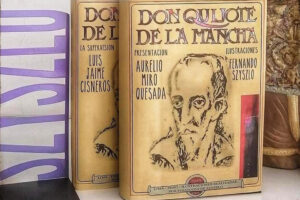 Fotografía sin fecha específica de toma cedida por Horacio Rico que muestra la portada de un libro de 'Don Quijote de la Mancha', en Lima (Perú). EFE/ Horacio Rico
