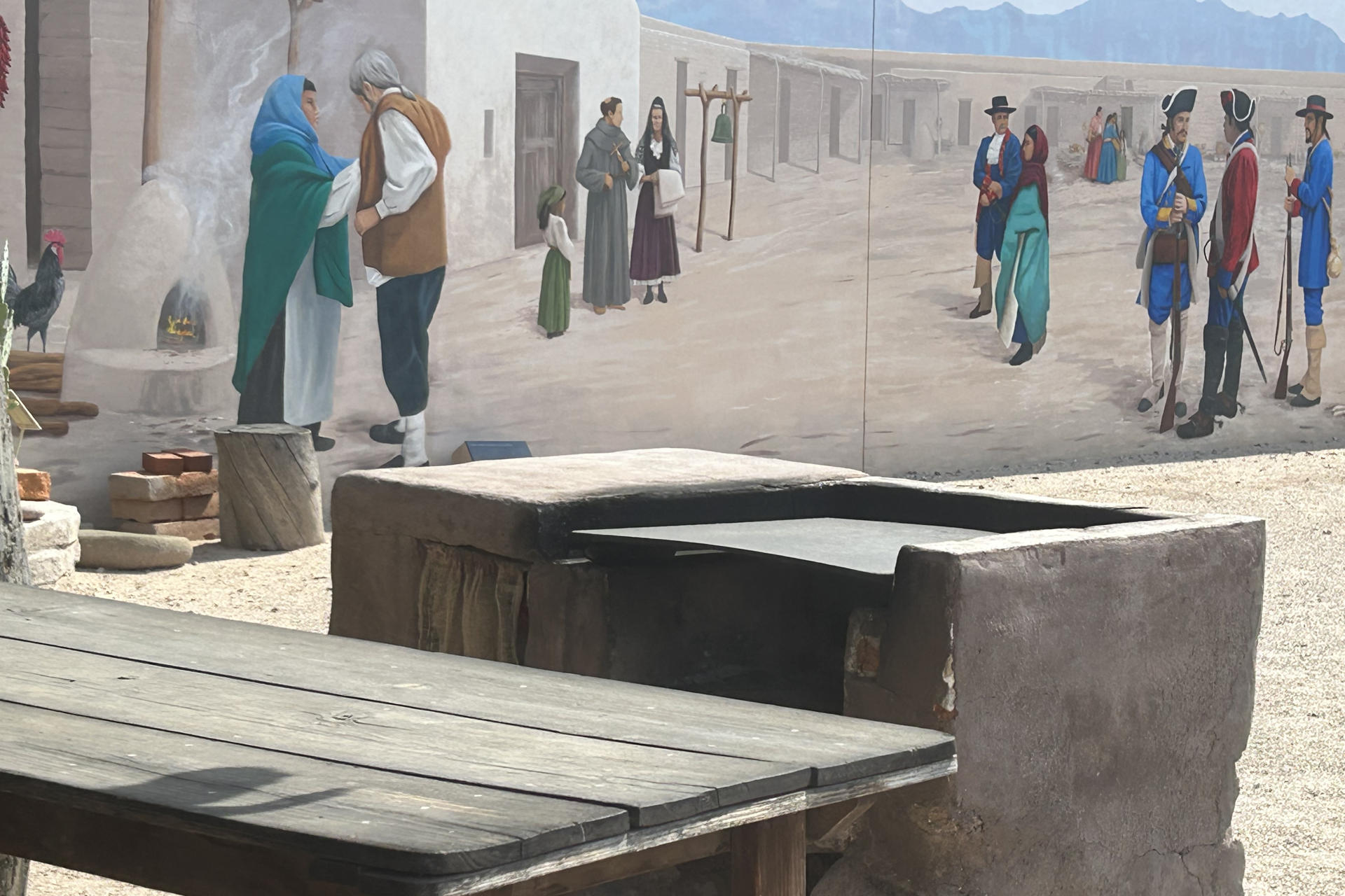 Fotografía del 16 de agosto de 2025 de una recreación de la vida dentro del fuerte militar en el Museo Presidio de San Agustín del Tucson, en Tucson (Estados Unidos). EFE/ María León