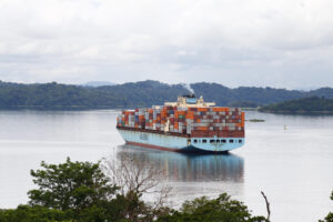 Fotografía de un buque de carga en el canal de Panamá. EFE /Moncho Torres