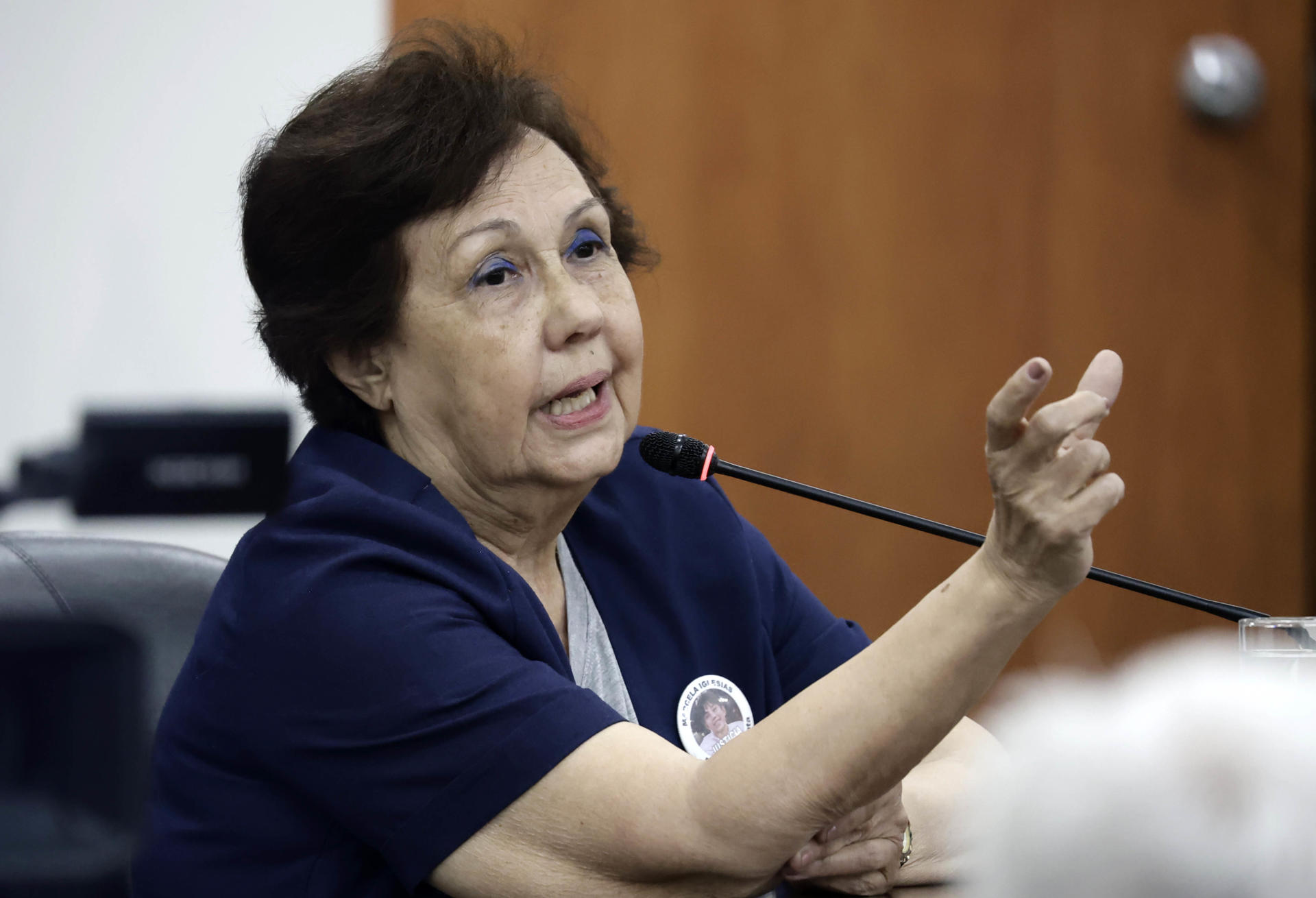 La madre de la niña Marcela Brenda Iglesias Ribaudo, Nora Esther Ribaudo, habla durante una audiencia ante la Corte Interamericana de Derechos Humanos (CorteIDH) este 20 de agosto de 2025, en San José (Costa Rica). EFE/ Jeffrey Arguedas
