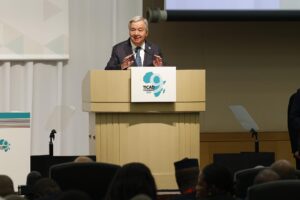 Antonio Guterres, secretario general de las Naciones Unidas, pronuncia un discurso durante la ceremonia de apertura de la Novena Conferencia Internacional de Tokio sobre el Desarrollo de África (TICAD IX) en Pacifico Yokohama, cerca de Tokio, Japón, 20 de agosto de 2025. 
EFE/EPA/Rodrigo Reyes Marin / POOL