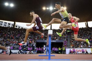 El burgalés Dani Arce finalizó con 8:14.36 en una meritoria cuarta posición los 3.000 obstáculos de la final de la Liga Diamante en Zurich (Suiza). EFE/EPA/ENNIO LEANZA