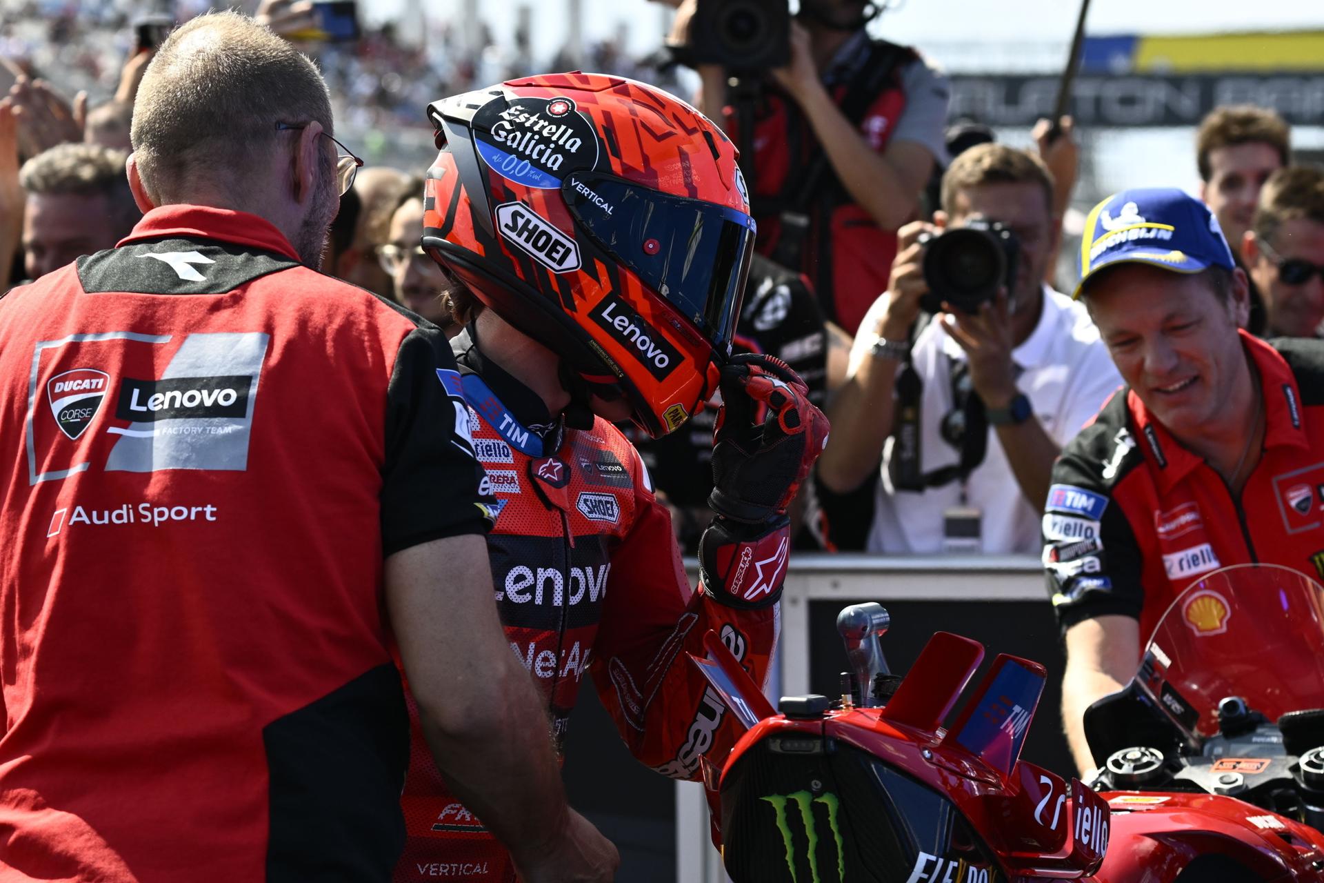 El piloto español Marc Márquez, de Ducati Lenovo, en el circuito Balaton Park de Balatonfokajar, Hungría, el 23 de agosto de 2025. EFE/EPA/Tamas Vasvari HUNGARY OUT