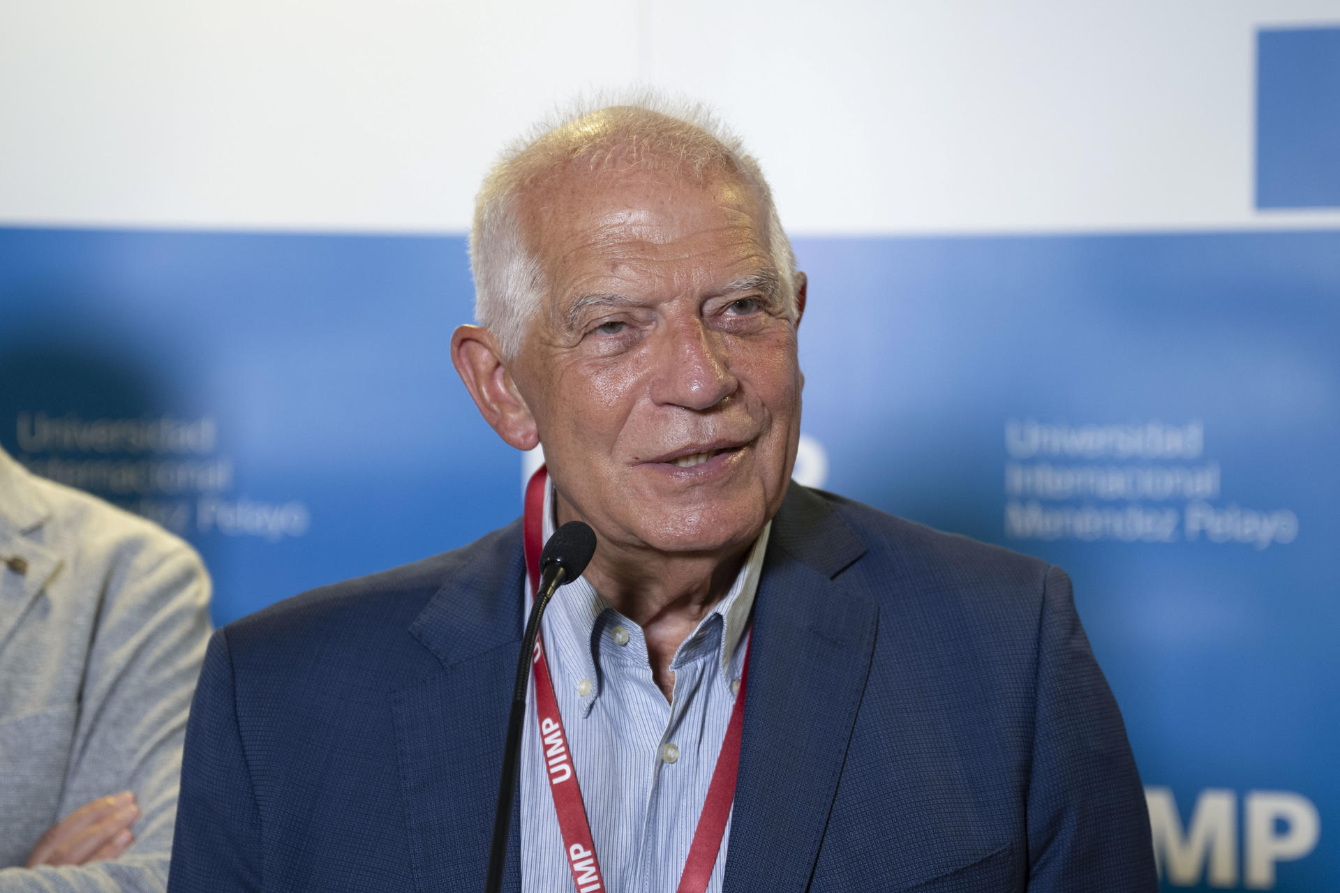 El ex alto representante de la Unión Europea para asuntos Exteriores, Josep Borrell, durante su participación en el curso"Quo Vadis Europa", este lunes en la Universidad Internacional Menéndez Pelayo de Santander. EFE/Pedro Puente Hoyos
