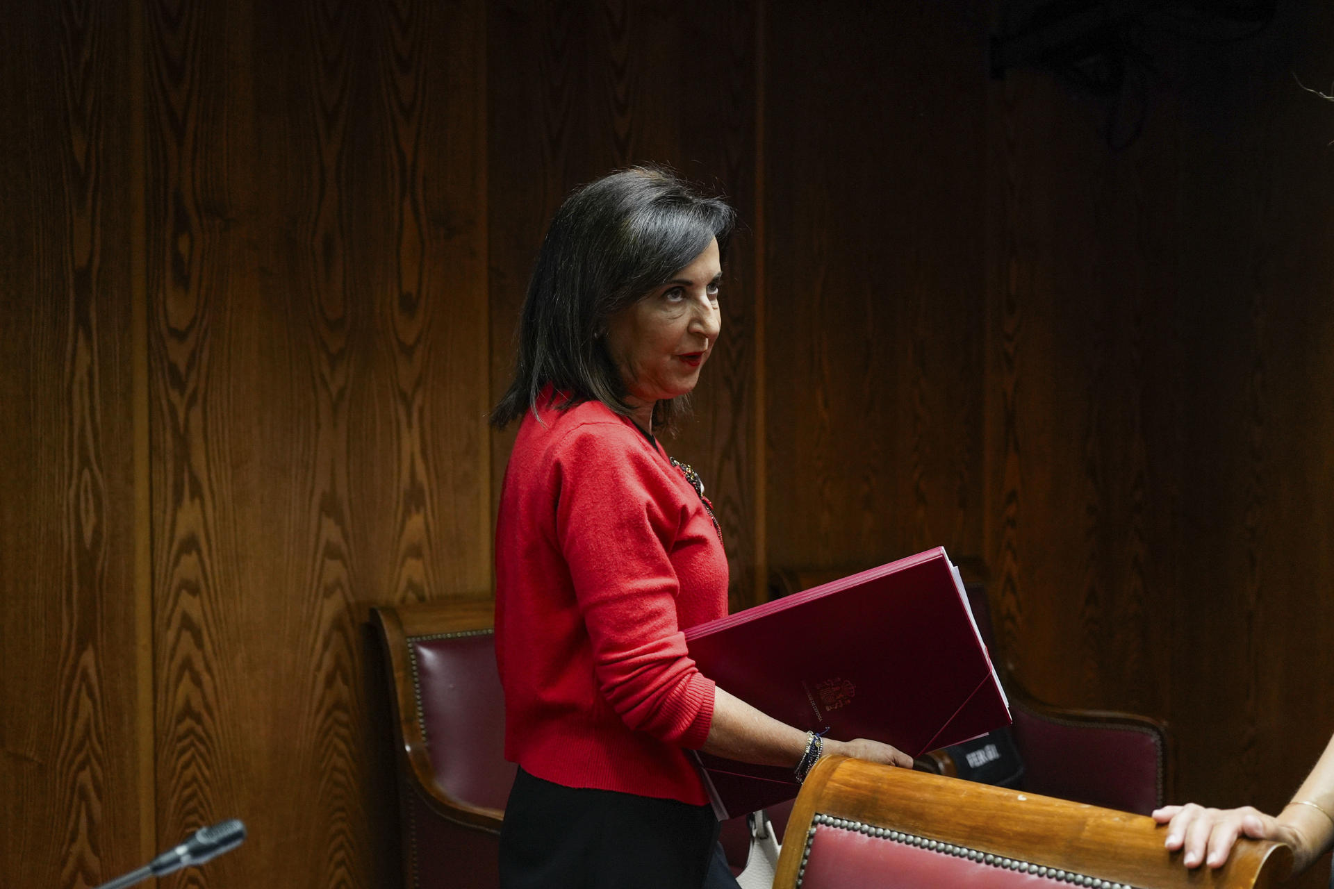 La ministra de Defensa, Margarita Robles, este martes en el Senado. EFE/ Borja Sánchez-Trillo