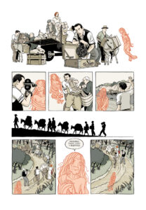 'El Otro Mundo' es la primera novela gráfica que rescata las Misiones Pedagógicas de la Segunda República, un proyecto que llevó bibliotecas, discos y gramófonos a 5.000 pueblos de España, pero que los autores del cómic, Enrique Bonet y Joaquín López, sitúan en la Alpujarra granadina en el verano de 1933. EFE/José Albornoz/Astiberri