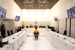Imagen de archivo del 12/11/2019 de un juicio celebrado en la Audiencia Nacional contra un hombre acusado de alabar al yihadismo en Twitter y YouTube. EFE/J.J. Guillén POOL