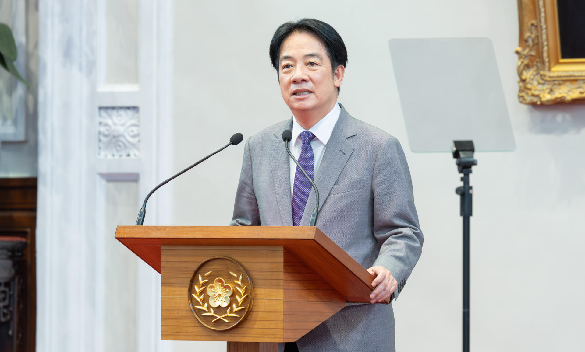 El presidente de Taiwán, William Lai, durante una rueda de prensa este viernes 1 de agosto en Taipéi, tras la decisión de EE. UU. de imponer aranceles del 20 % a los productos taiwaneses. EFE/ Oficina Presidencial de Taiwán / Wang Yu Ching // SOLO USO EDITORIAL/SOLO DISPONIBLE PARA ILUSTRAR LA NOTICIA QUE ACOMPAÑA (CRÉDITO OBLIGATORIO)