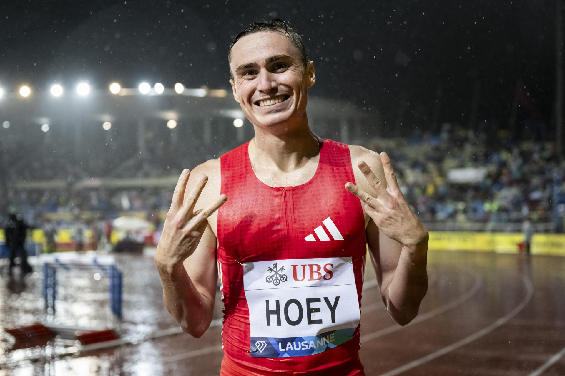 El estadounidense Josh Hoey, en la 50ª edición de la Athletissima de Lausana (Suiza). EFE/EPA/LAURENT GILLIERON
