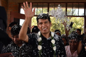 El presidente del Senado de Bolivia y excandidato oficialista, Andrónico Rodríguez, fue captado el pasado 17 de agosto, tras votar en las elecciones generales, en Entre Ríos (Bolivia). EFE/Jorge Abrego