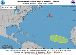 Imagen tomada de la página oficial del Centro Nacional de Huracanes (NHC, en inglés) que muestra el estado del huracán Fernand este jueves. EFE/ Centro Nacional de Huracanes