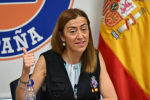 La directora general de Protección Civil, Virginia Barcones, comparece tras la reunión CECOD, este sábado. EFE/Fernando Villar