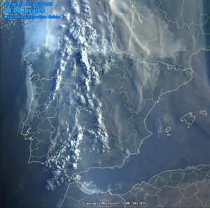 Imagen satelital de Umetsat publicada por Meteociel.fr que muestra el estado de los incendio este pasado domingo a las 08:00. EFE/ Meteociel.fr SOLO USO EDITORIAL/SOLO DISPONIBLE PARA ILUSTRAR LA NOTICIA QUE ACOMPAÑA (CRÉDITO OBLIGATORIO)