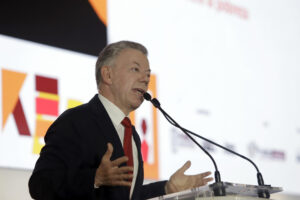 Fotografía de archivo del expresidente de Colombia y Nobel de la Paz Juan Manuel Santos, en Puebla (México). EFE/ Hilda Ríos