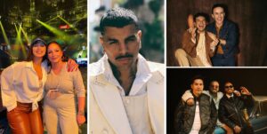 Combo de fotografías promocionales cedidas donde aparecen la argentina Nathy Peluso y la cubanoestadounidense Gloria Estefan (i), el puertorriqueño Rauw Alejandro(c), los colombianos Silvestre Dangond y Fonseca (d-arriba) y los venezolanos Chyno y Nacho junto al colombiano Fer Ariza. EFE/ Nathypeluso/paola España/11:11 Pr/ms Agency /