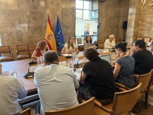 Reunión de la ministra para la Transición Ecológica y el Reto Demográfico, Sara Aagesen, con representantes de organizaciones medioambientales, este lunes. MITECO. SOLO USO EDITORIAL