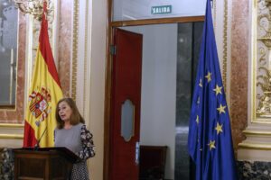 La presidenta del Congreso, Francina Armengol, este martes, en el Congreso de los Diputados. EFE/ Javier Lizón