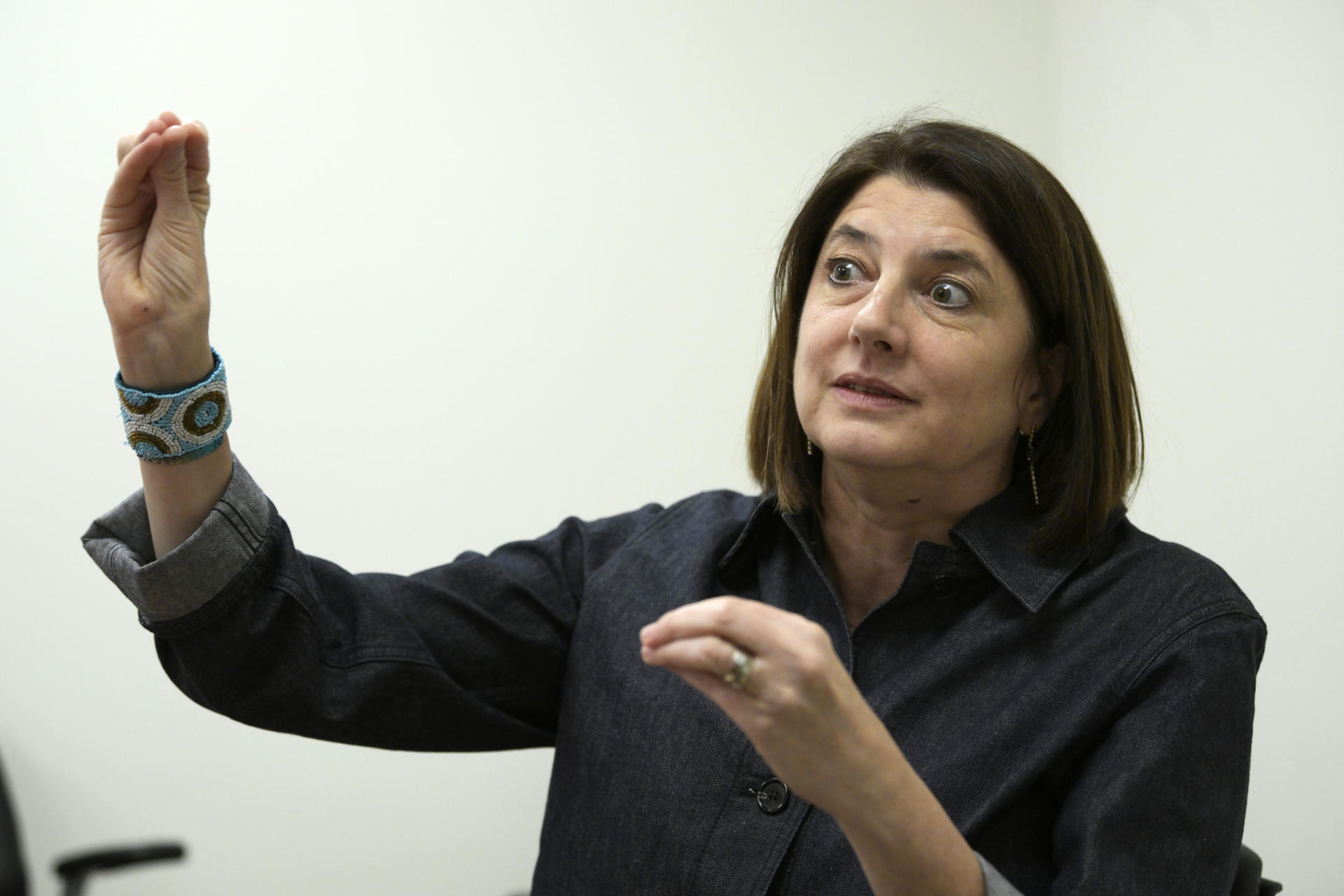 La vicepresidenta de Sectores y Conocimiento del Banco Interamericano de Desarrollo (BID), Ana María Ibáñez, habla durante una entrevista con EFE este martes en Washington (EE.UU.). EFE/ Lenin Nolly