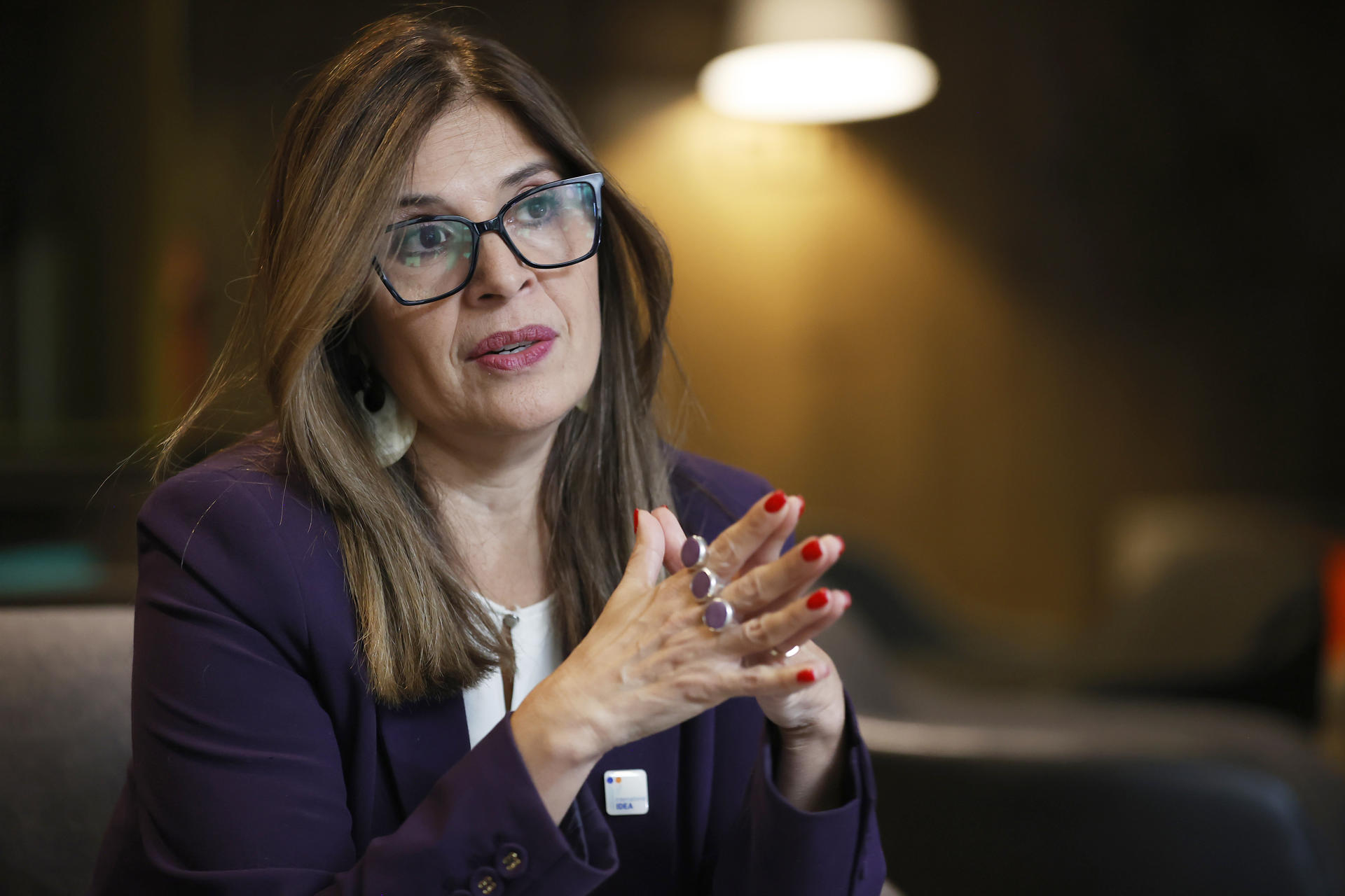 La directora regional de IDEA Internacional, Marcela Ríos, fue captada este jueves, 4 de septiembre, durante una entrevista con EFE, en Santiago de Chile. EFE/Elvis González