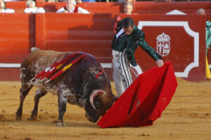 El diestro Juan Ortega durante la corrida del Motín en Aranjuez celebrada este sábado en la localidad madrileña. EFE/ Julio César Sánchez