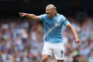 Erling Haaland durante un partido de Premier League el pasado 23 de agosto. EFE/EPA/ADAM VAUGHAN EDITORIAL USE ONLY.