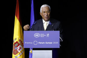 El presidente del Consejo Europeo, Antonio Costa, al intervenir este lunes, 29 de septiembre, en el Foro Europa 2025, en Madrid (España). EFE/J.J. Guillen