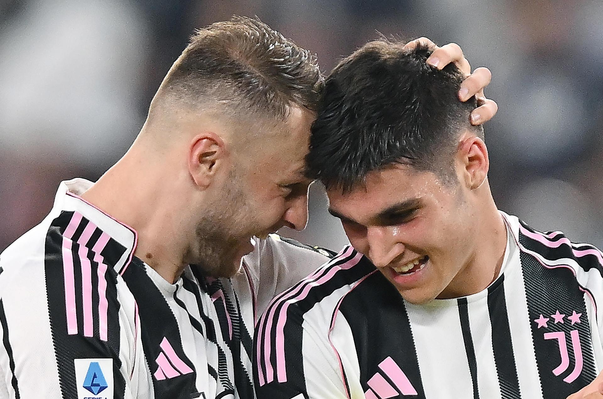 Vasilije Adzic celebra el 4-3 del Juventus al Inter. EFE/EPA/ALESSANDRO DI MARCO
