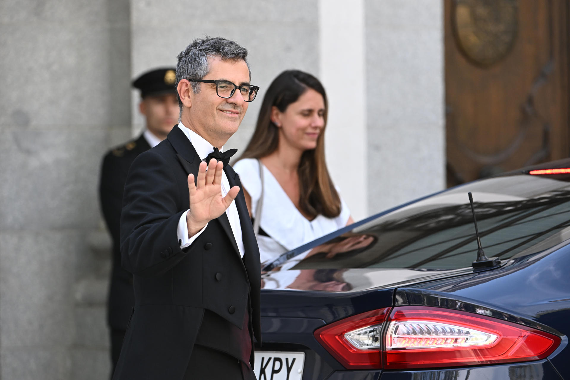 El ministro de Presidencia, Justicia y Relaciones con las Cortes, Félix Bolañós, a su salida este viernes del Tribunal Supremo tras el tradicional acto de apertura del año judicial. EFE/ Fernando Villar