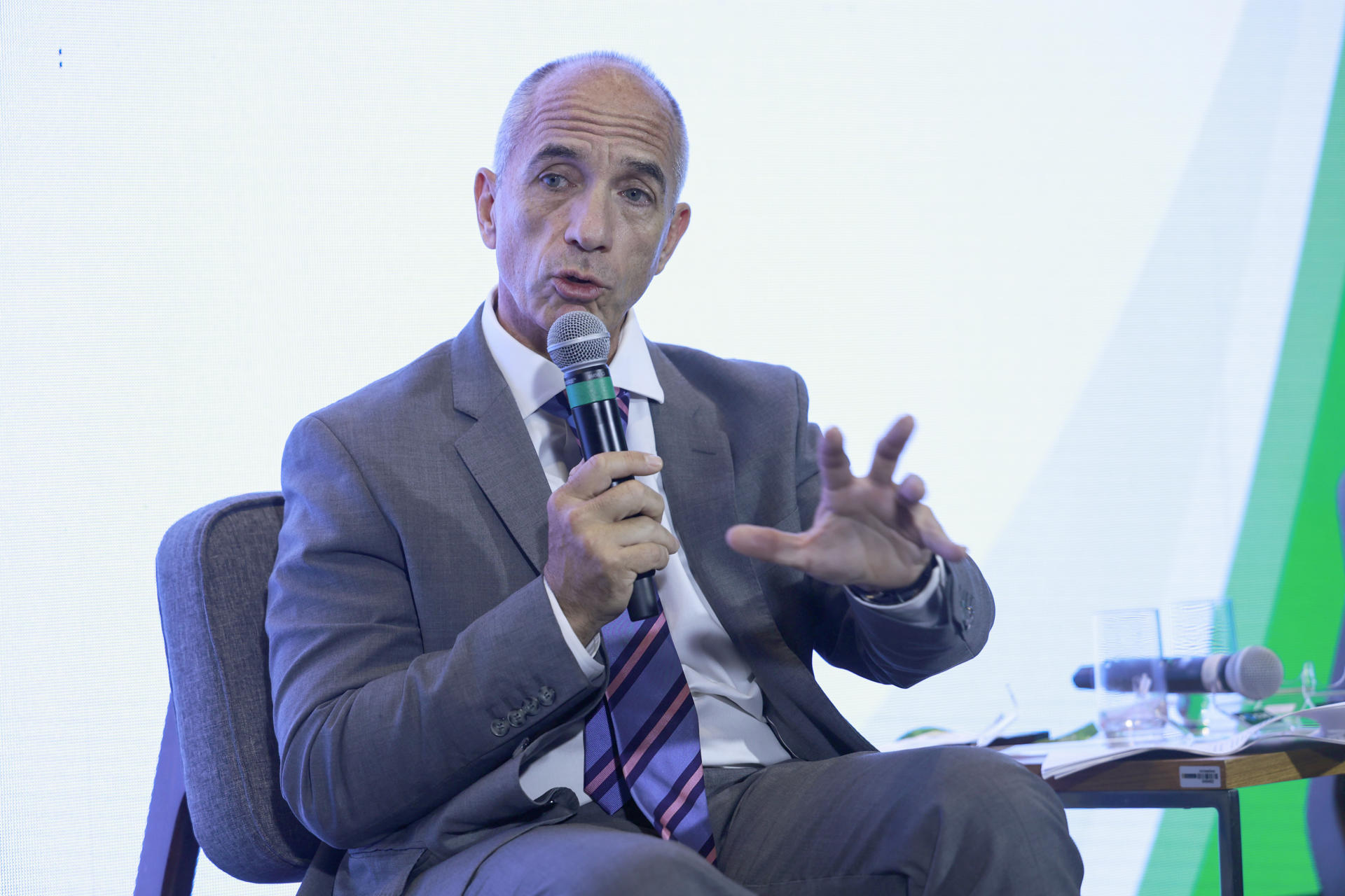 El representante residente del Programa de las Naciones Unidas para el Desarrollo en Brasil, Claudio Providas, habla en el III Foro Latinoamericano de Economía Verde (FLEV) este jueves, en São Paulo (Brasil). EFE/ Sebastiao Moreira