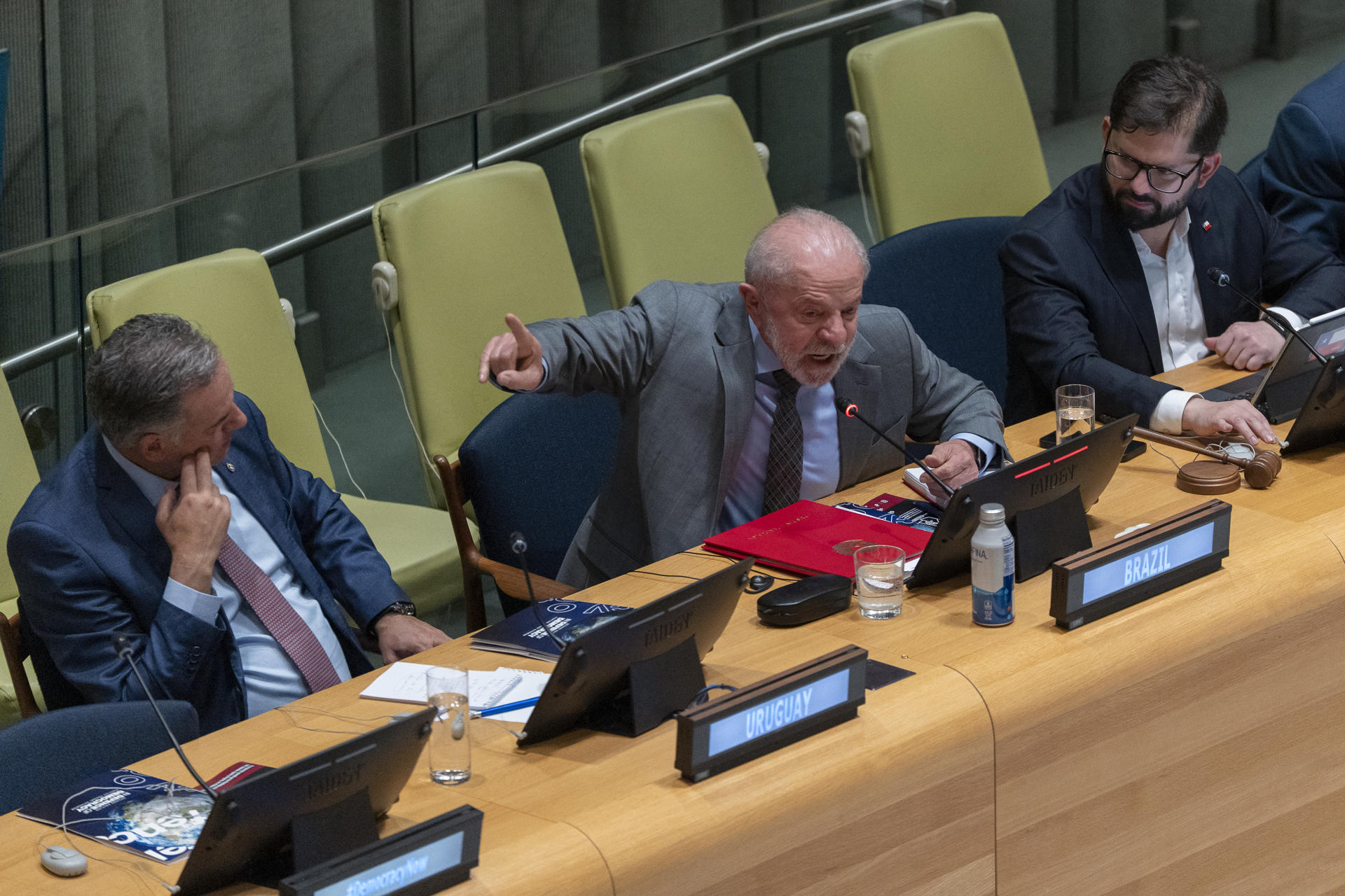 El presidente de Brasil, Luiz Inácio Lula da Silva (c), durante su participación en la Asamblea General de la ONU. EFE/ Ángel Colmenares