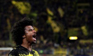 Karim Adeyemi celebra el 1-0. EFE/EPA/FRIEDEMANN VOGEL.