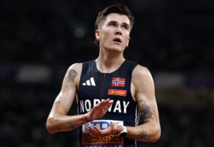 El noruego Jakob Ingebrigtsen, tras su erie de los 5000 este viernes. EFE/EPA/FRANCK ROBICHON