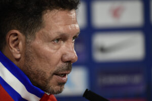 Simeone durante la rueda de prensa. EFE/Víctor Lerena