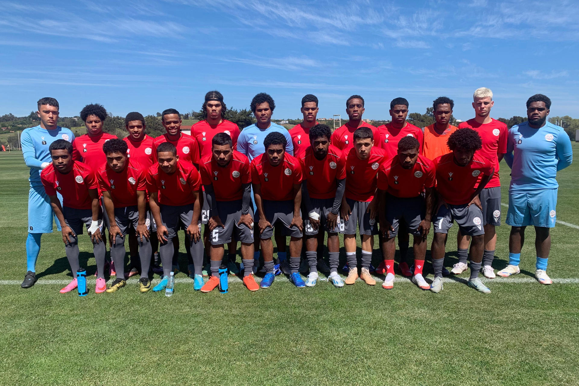 Fotografía cedida por la Fédération Calédonienne de Football de la selección de Nueva Caledonia durante un entrenamiento en Santiago (Chile). EFE/Fédération Calédonienne de Football /SOLO USO EDITORIAL/NO VENTAS/SOLO DISPONIBLE PARA ILUSTRAR LA NOTICIA QUE ACOMPAÑA (CRÉDITO OBLIGATORIO)
