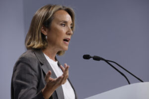 La vicesecretaria de Regeneración Institucional del Partido Popular, Cuca Gamarra, da  una rueda de prensa tras la reunión del Comité de Dirección del PP, este lunes, en la sede del partido en Madrid. EFE/ J.J. Guillén