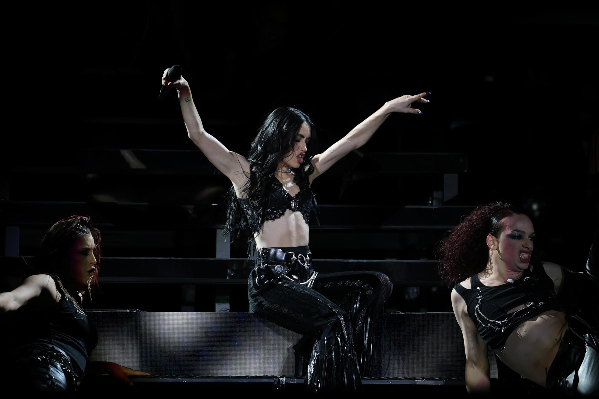 La cantante argentina Lali Espósito durante un concierto este sábado, 6 de septiembre, en el estadio de Vélez Sarfield, en Buenos Aires (Argentina). EFE/Juan Ignacio Roncoroni