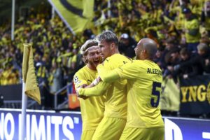 El jugador del Bodo/Glimt, Odin Bjortuft, celebra un gol durante los playoffs de la Liga de Campeones el pasado 20 de agosto. EFE/EPA/MATS TORBERGSEN NORWAY OUT