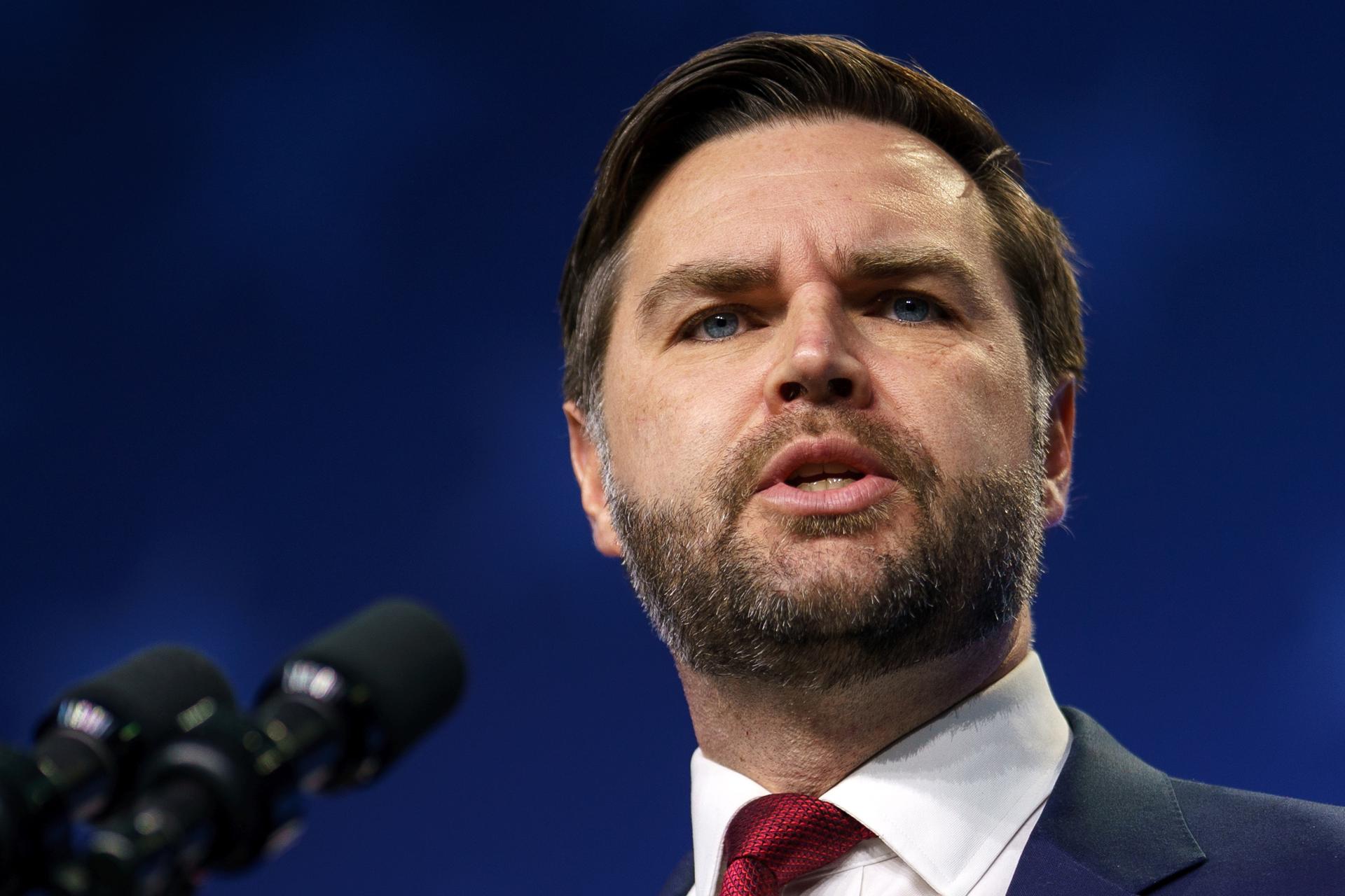 Fotografía de archivo del vicepresidente de Estados Unidos, JD Vance, durante un acto público, en Washington DC (EE.UU.). EFE/Will Oliver/Pool
