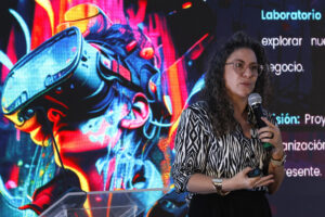 La directora de LUMO Colombia, Nathalie Vélez, habla durante la sexta edición del Latam Media Leaders Summit 2025 este miércoles, en Bogotá (Colombia). EFE/ Mauricio Dueñas Castañeda